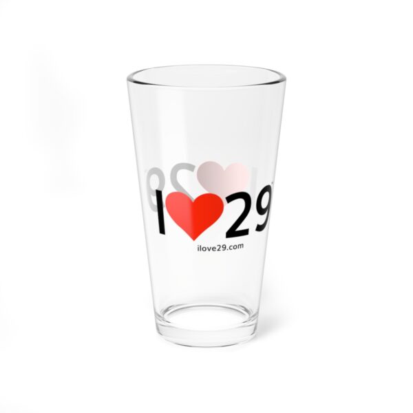 I Love Twentynine Palms with Heart Mixing Glass, 16oz - Image 3